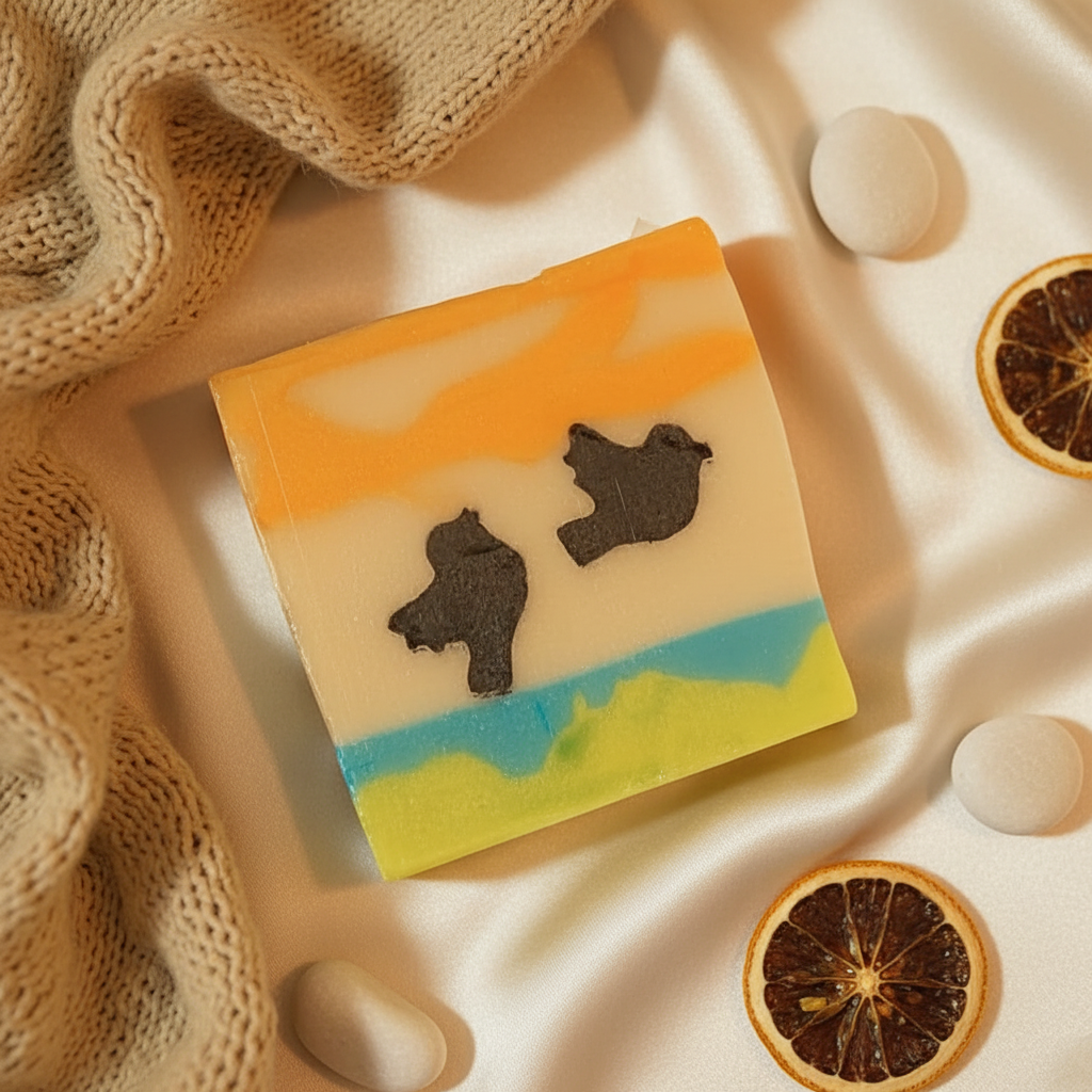 Artisan soap with warm background