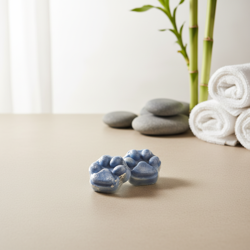 Blue paw prints spa setting