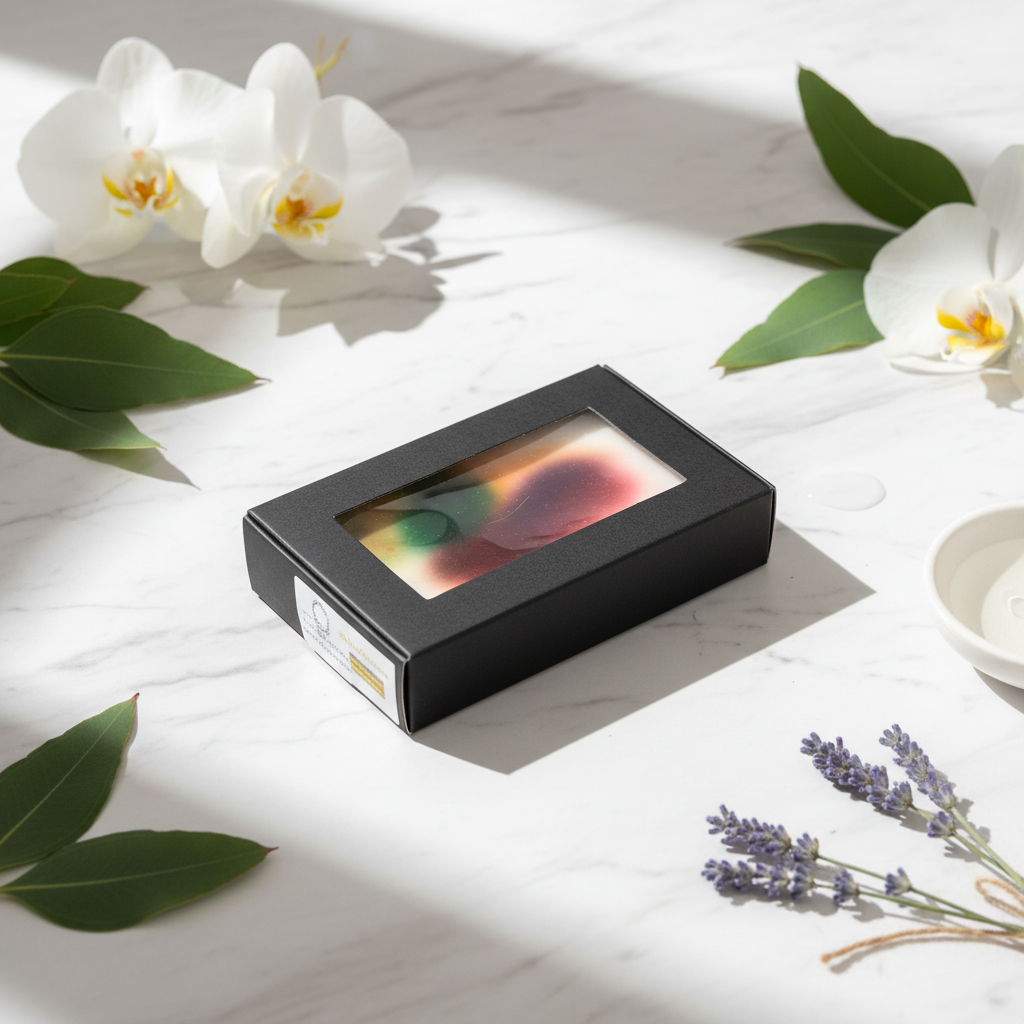 Colorful soap with marble background