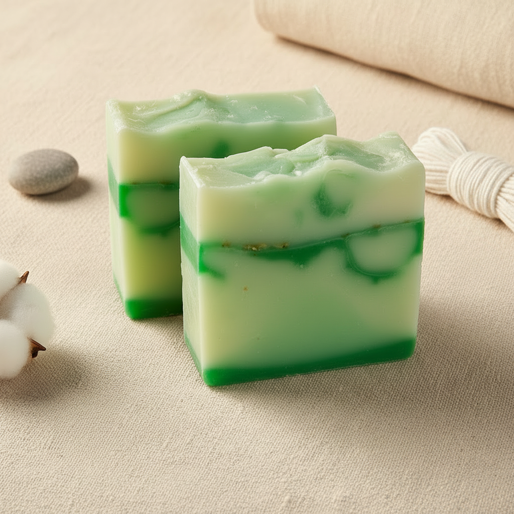 Hempseed oil soap with warm background