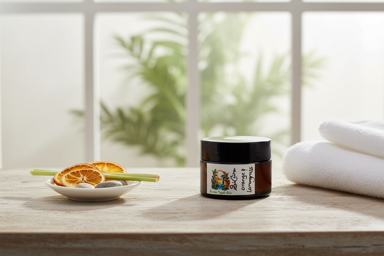 All-Natural Orange & Lemongrass Full Body Salve with new background