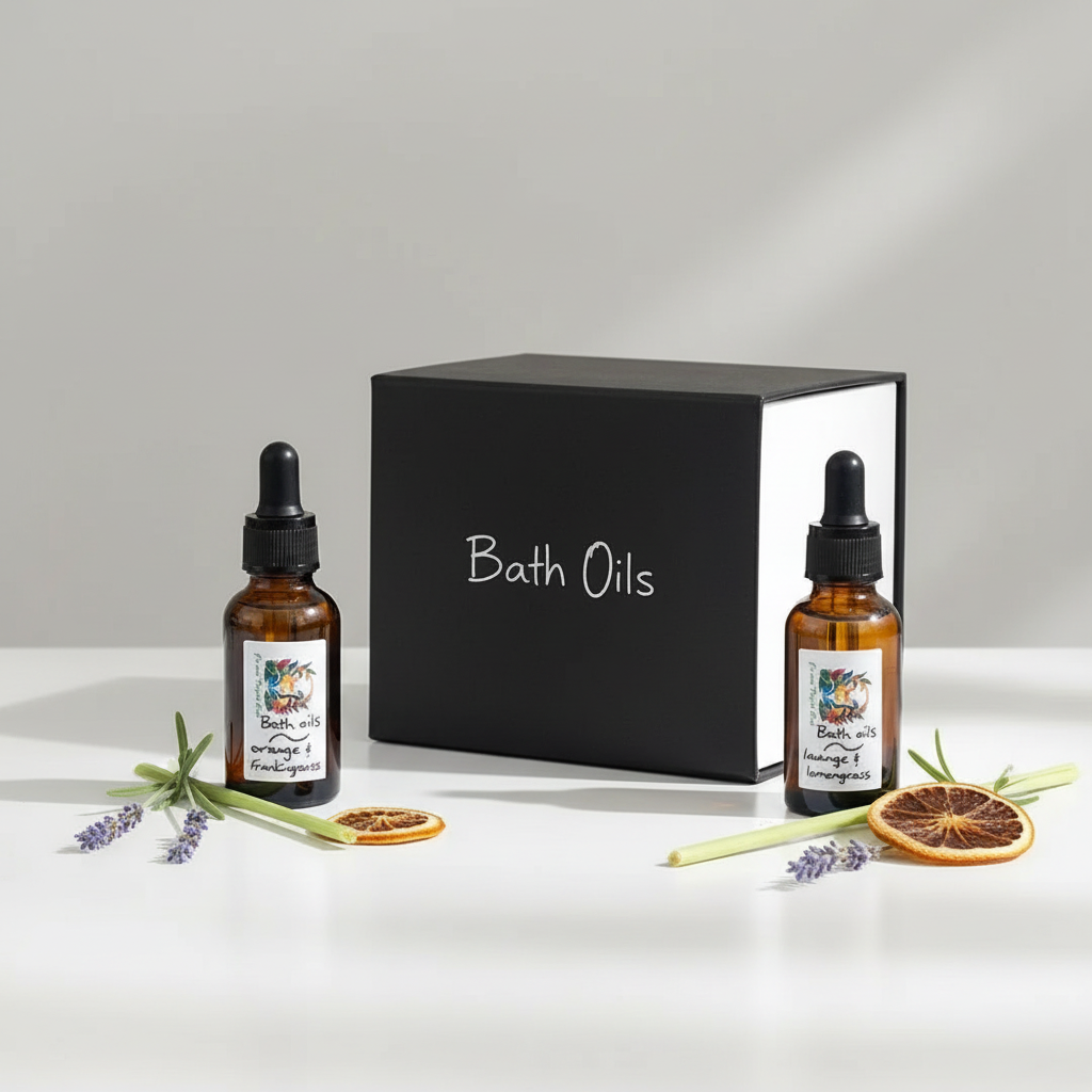 Bath oils gift set with clean background