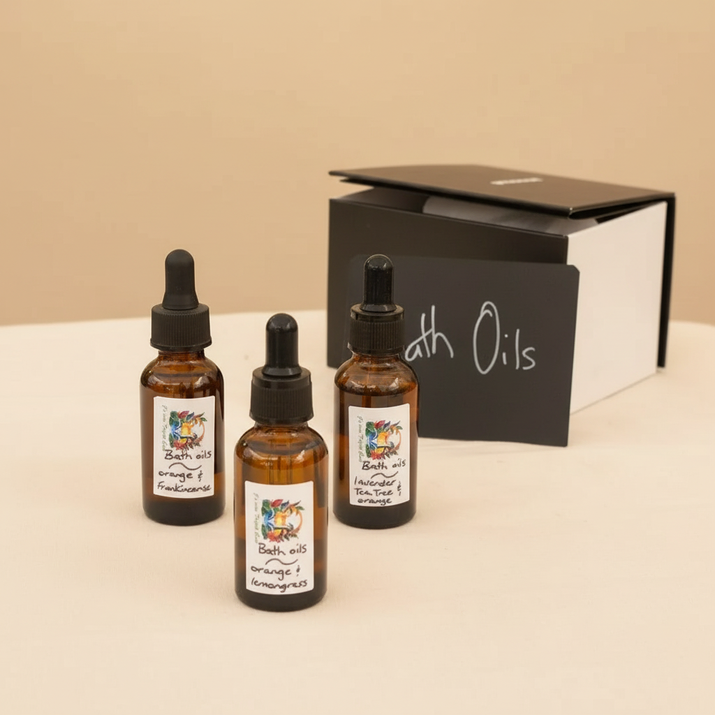Bath oils gift set with warm background