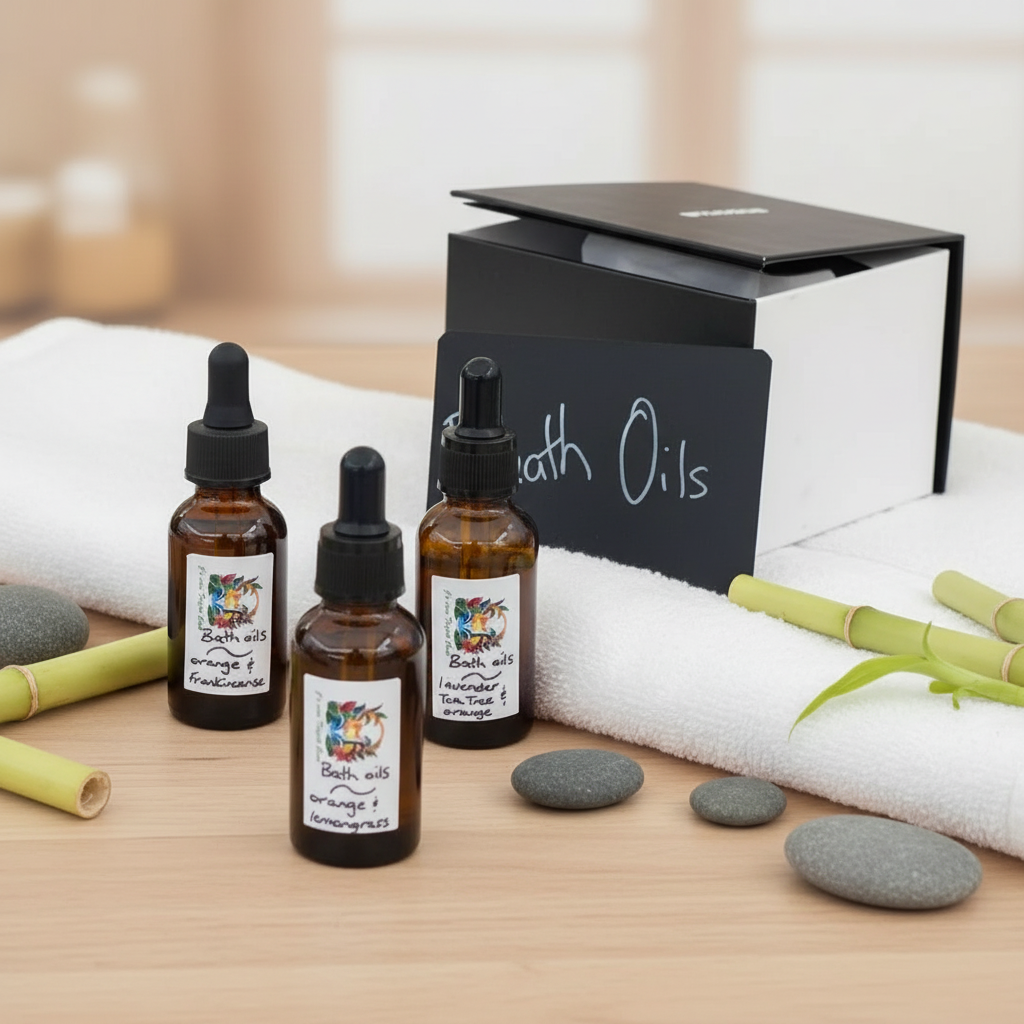 Bath oils spa setting