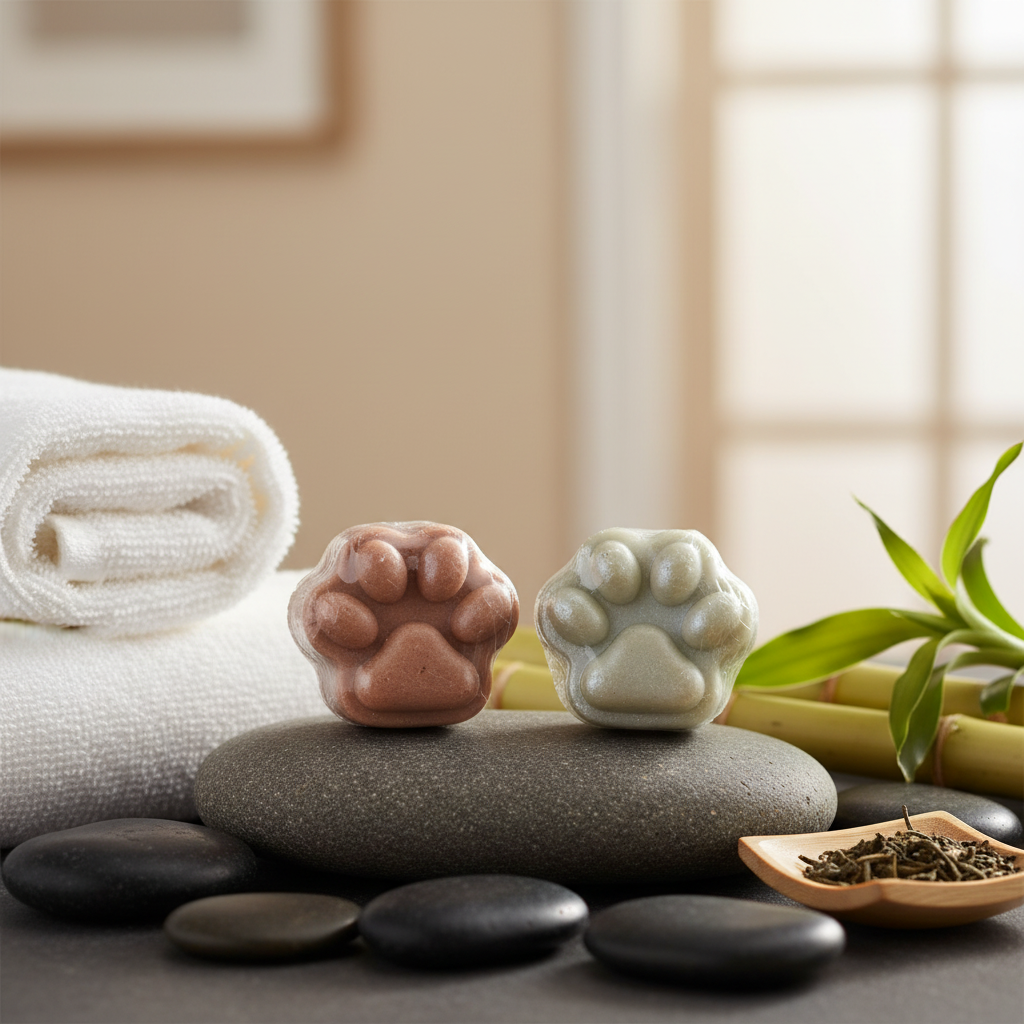 Both paw soaps with spa background