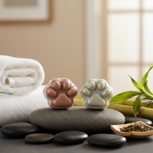 Both paw soaps with spa background
