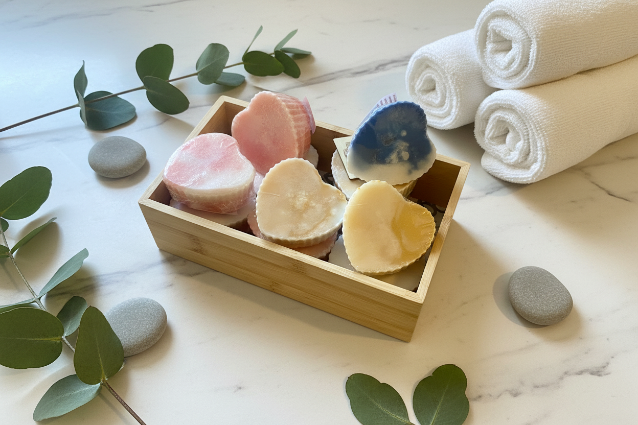 Hearts in Tray with Spa Background - No Candles