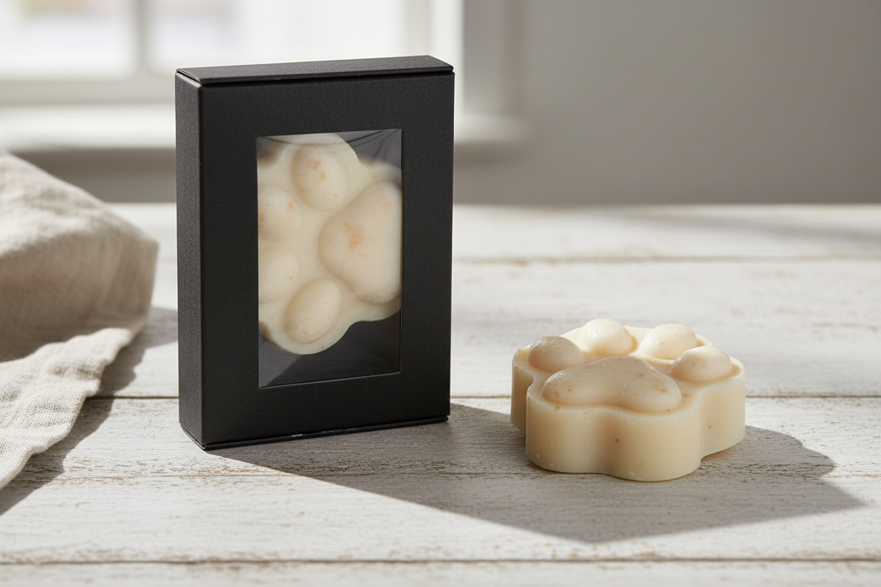 Paw Print Oatmeal Soap with new background