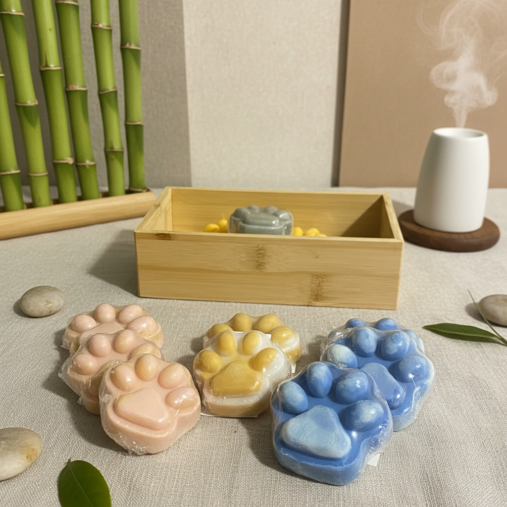 Paw prints with bamboo spa background