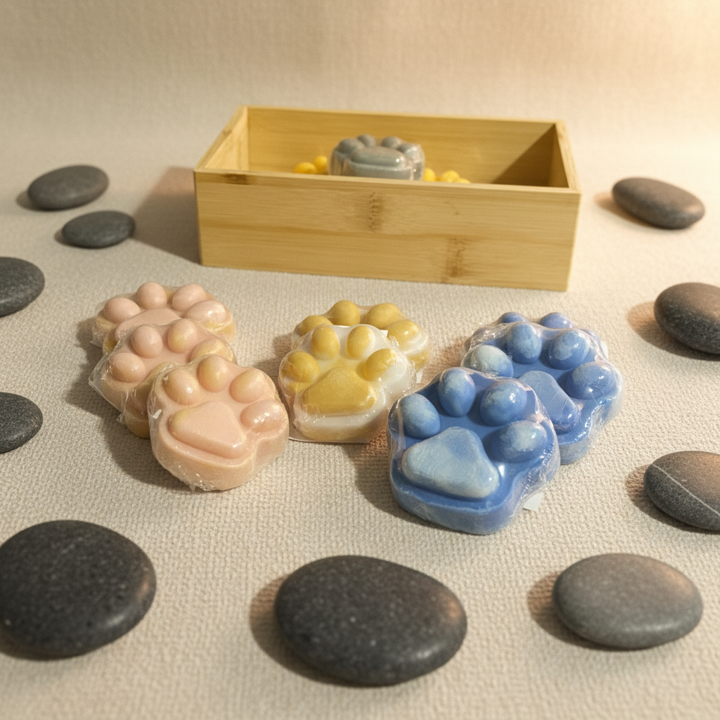 Paw prints with spa stones background