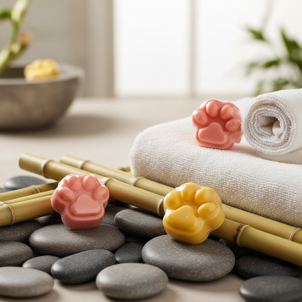 Paw soaps with bamboo and spa stones