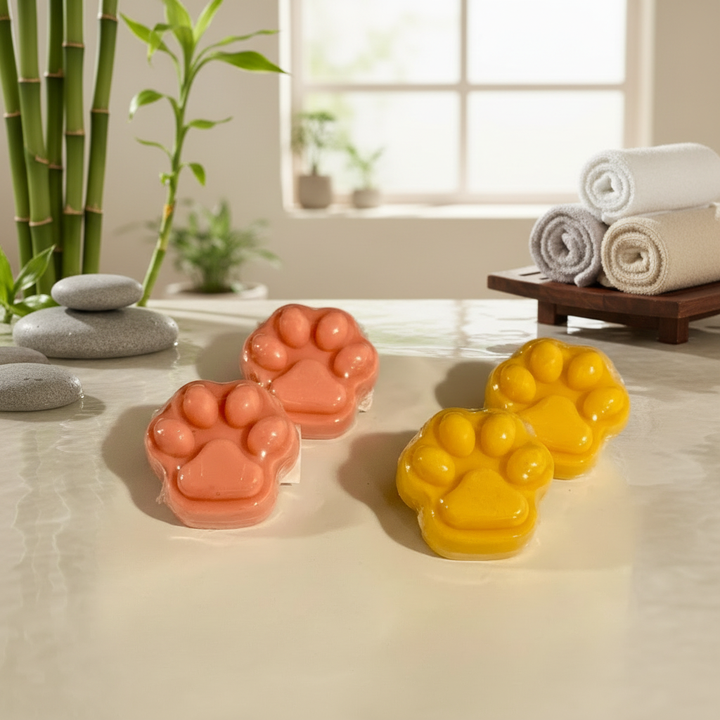 Paw soaps with bamboo and spa stones