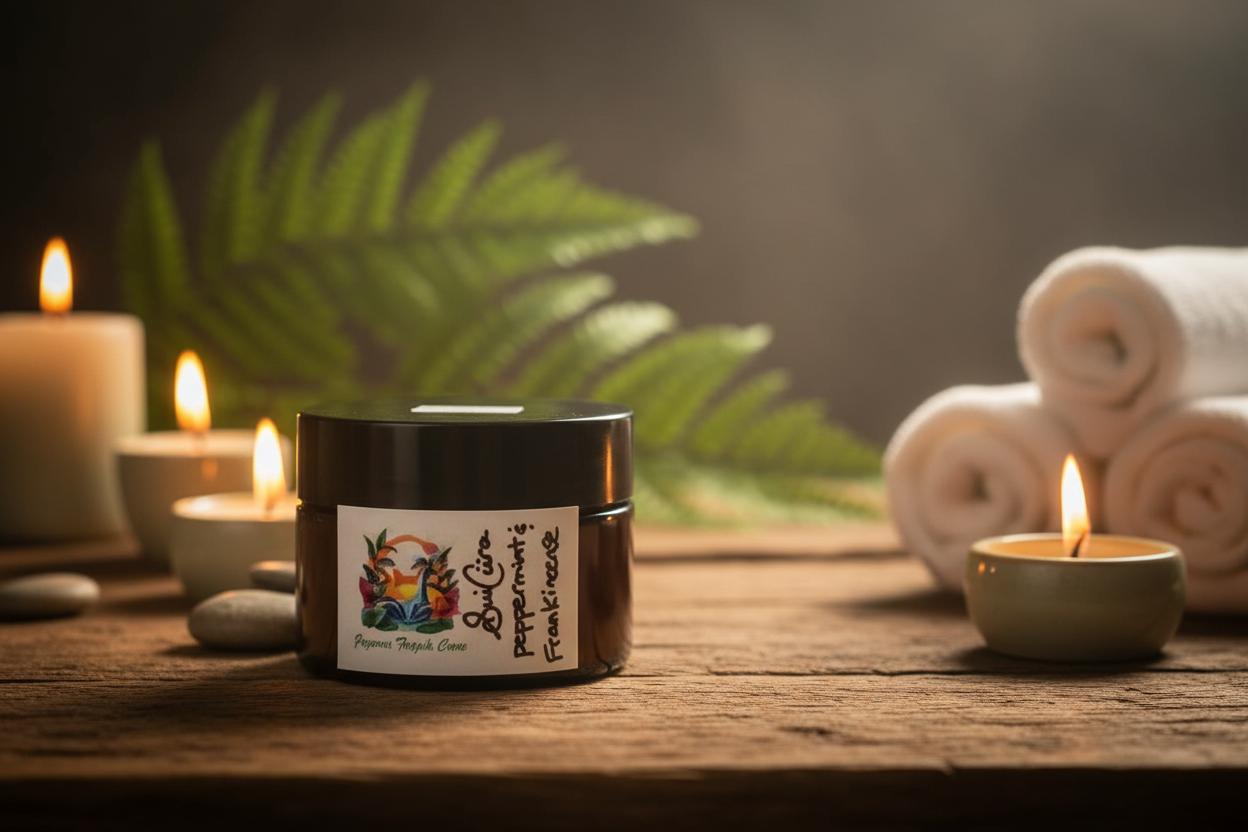 Peppermint Body Salve with different style background