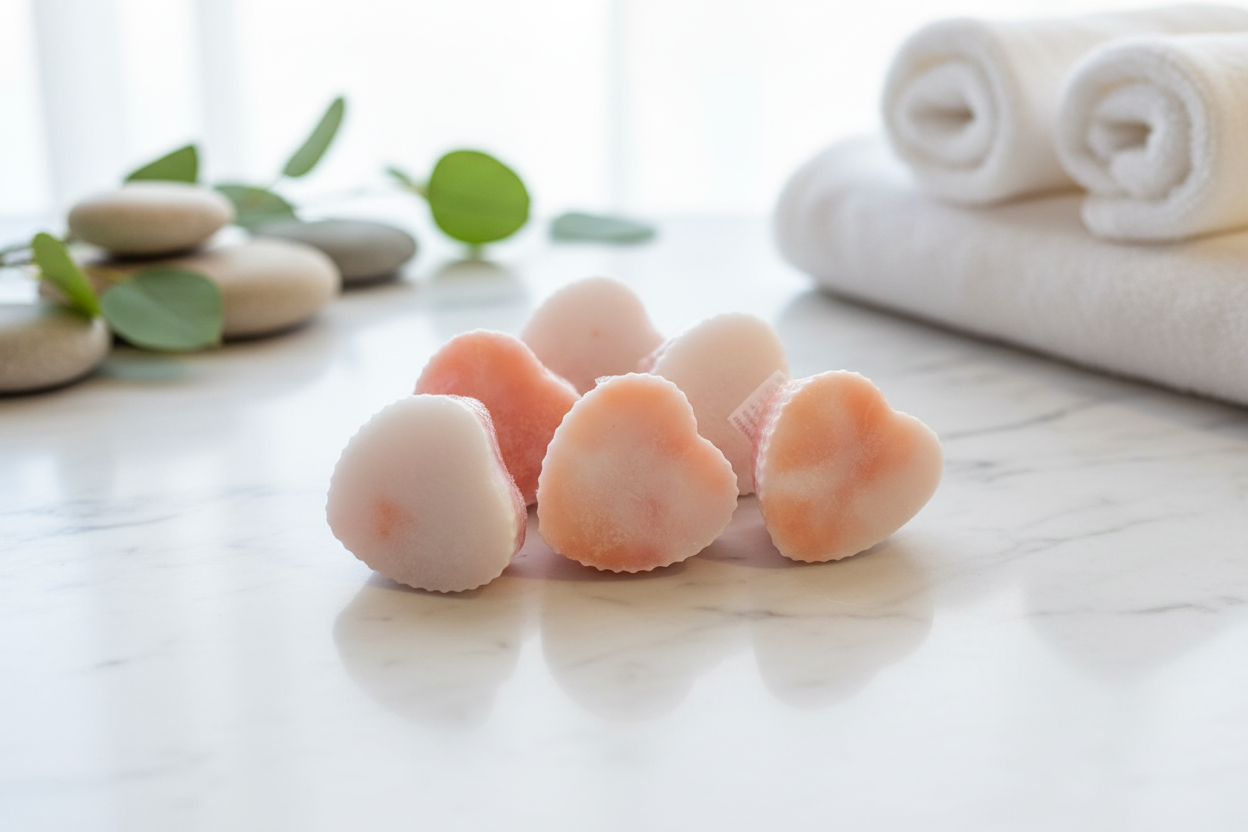 Pink Hearts with Spa Background