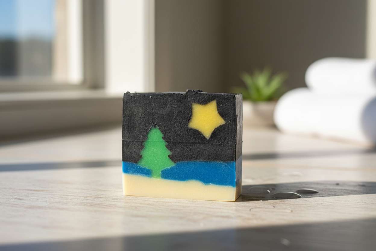 Single Activated Charcoal Soap with another background