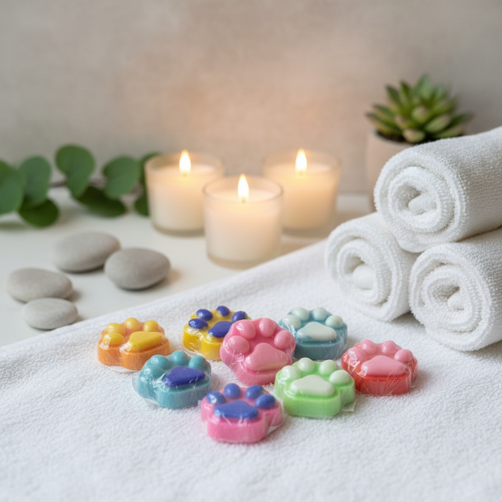 Spa-inspired background for paw wax melts