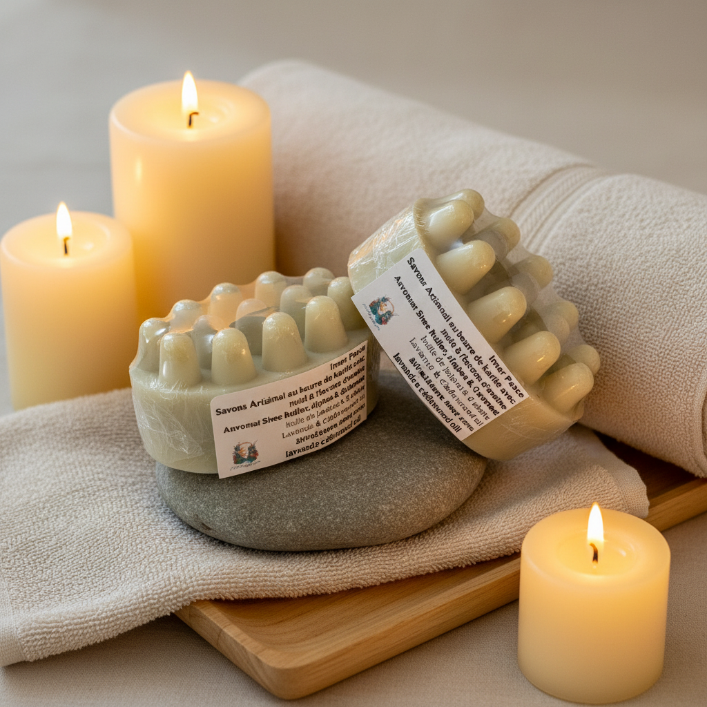Warm candlelit spa massage soap image