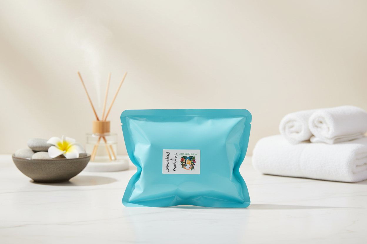 Wrapped package with spa background