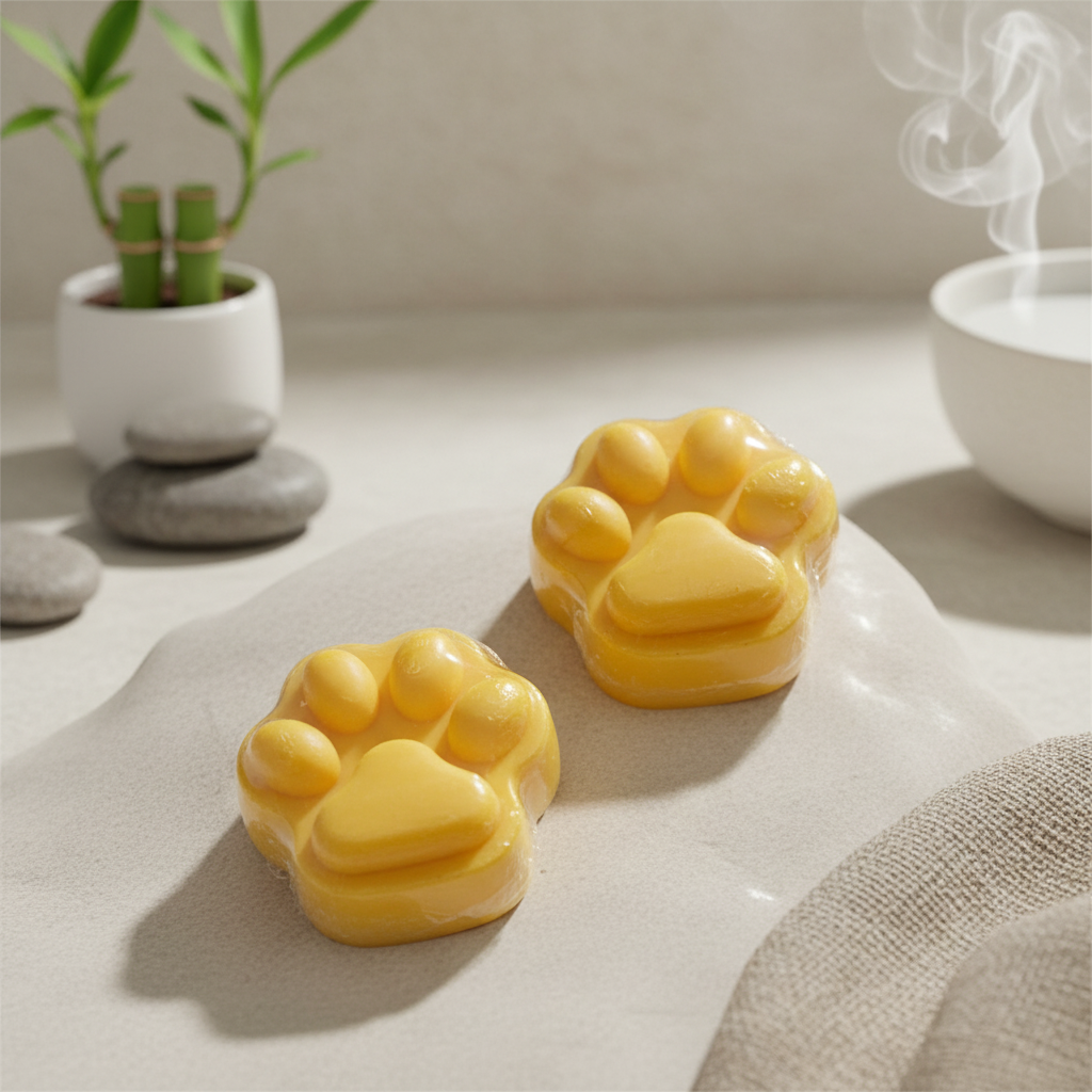 Yellow paw soaps minimalist background
